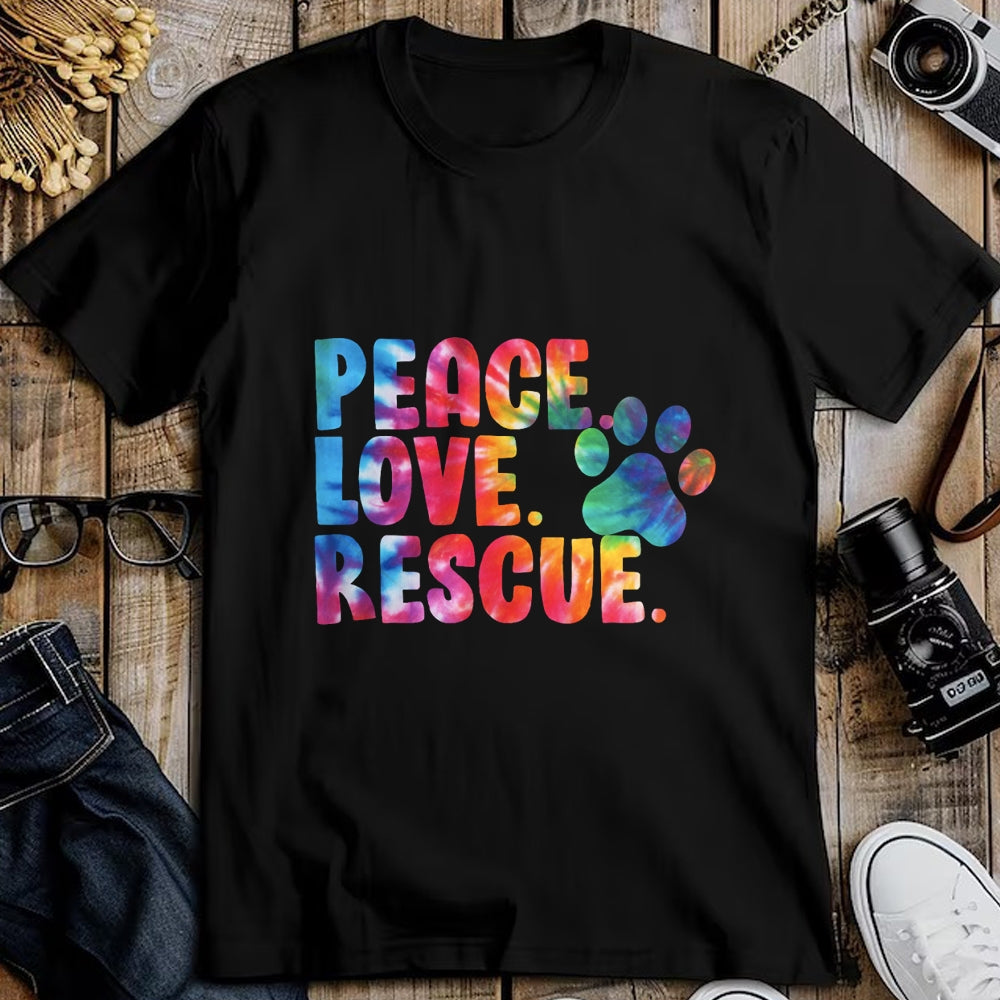 Dog Love Shirt, Dog Lover Gift T-Shirt/Hoodie/Sweatshirt HLT00 - Peace Love Rescue Dog Lover Parent Adopted Tie Dye T-Shirt