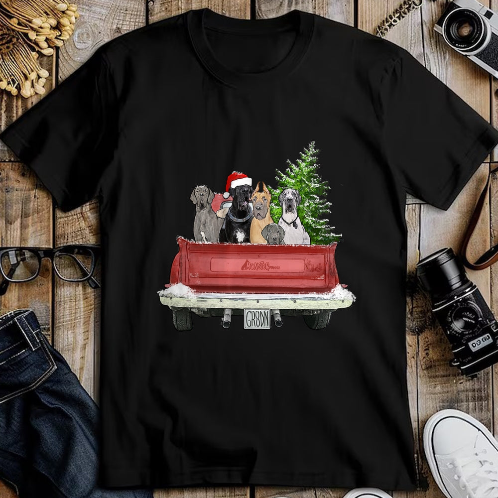 Dog Love Shirt, Dog Lover Gift T-Shirt/Hoodie/Sweatshirt HLT00 - Cute Great Dane Christmas Top, Dog Mom Owner Vintage Truck T-Shirt