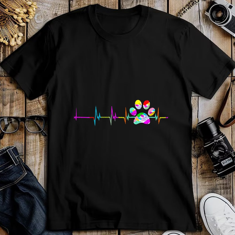 Dog Love Shirt, Dog Lover Gift T-Shirt/Hoodie/Sweatshirt HLT00 - Womens Dog Paw Print Heartbeat Shirt Women Girls Mom Love Dogs V-Neck T-Shirt