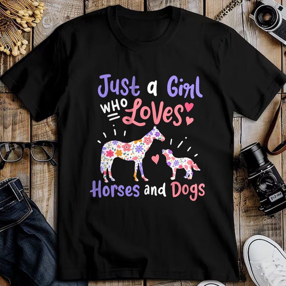 Dog Love Shirt, Dog Lover Gift T-Shirt/Hoodie/Sweatshirt HLT00 - Horse Dog Just A Girl Who Loves Horses And Dogs Gift T-Shirt