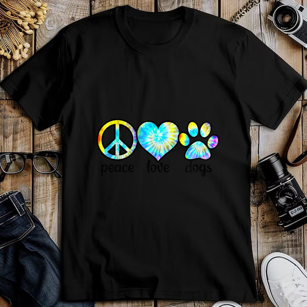 Dog Love Shirt, Dog Lover Gift T-Shirt/Hoodie/Sweatshirt HLT00 - Dog Love Shirt Dog Mom Dog Dads Gift Peace Love Dogs Tie Dye T-Shirt