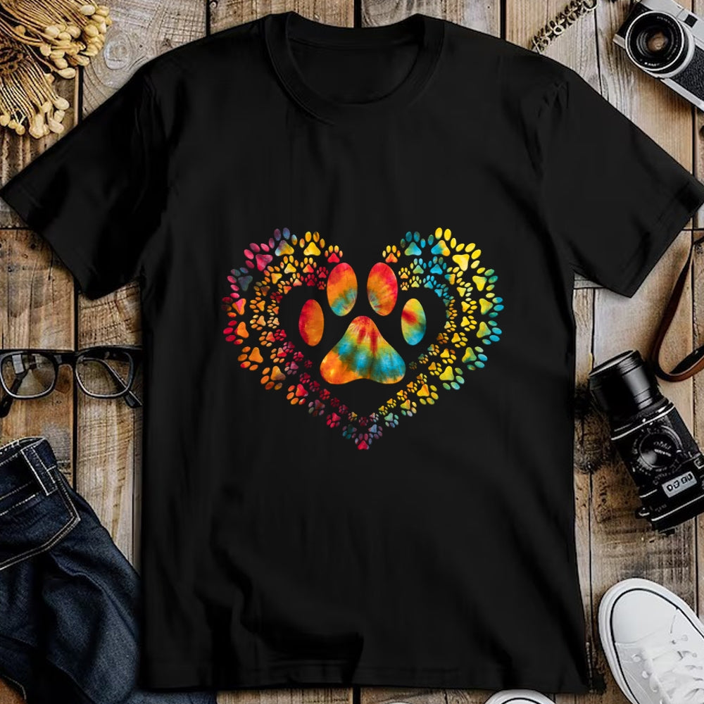 Dog Love Shirt, Dog Lover Gift T-Shirt/Hoodie/Sweatshirt HLT00 - Tie Dye Love Dog Paw Print Heart Animal Lover T-Shirt