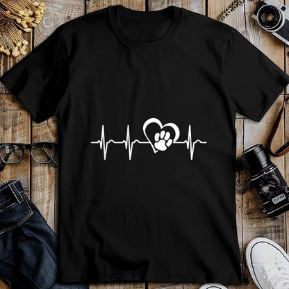 Dog Love Shirt, Dog Lover Gift T-Shirt/Hoodie/Sweatshirt HLT00 - Heartbeat dog paw heart dog love T-Shirt