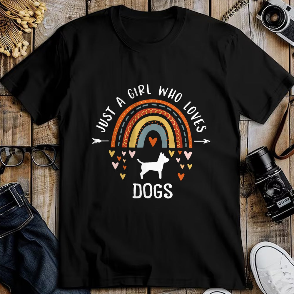 Dog Love Shirt, Dog Lover Gift T-Shirt/Hoodie/Sweatshirt HLT00 - Just A Girl Who Loves Dogs Rainbow Gifts For Dog Lover Women T-Shirt