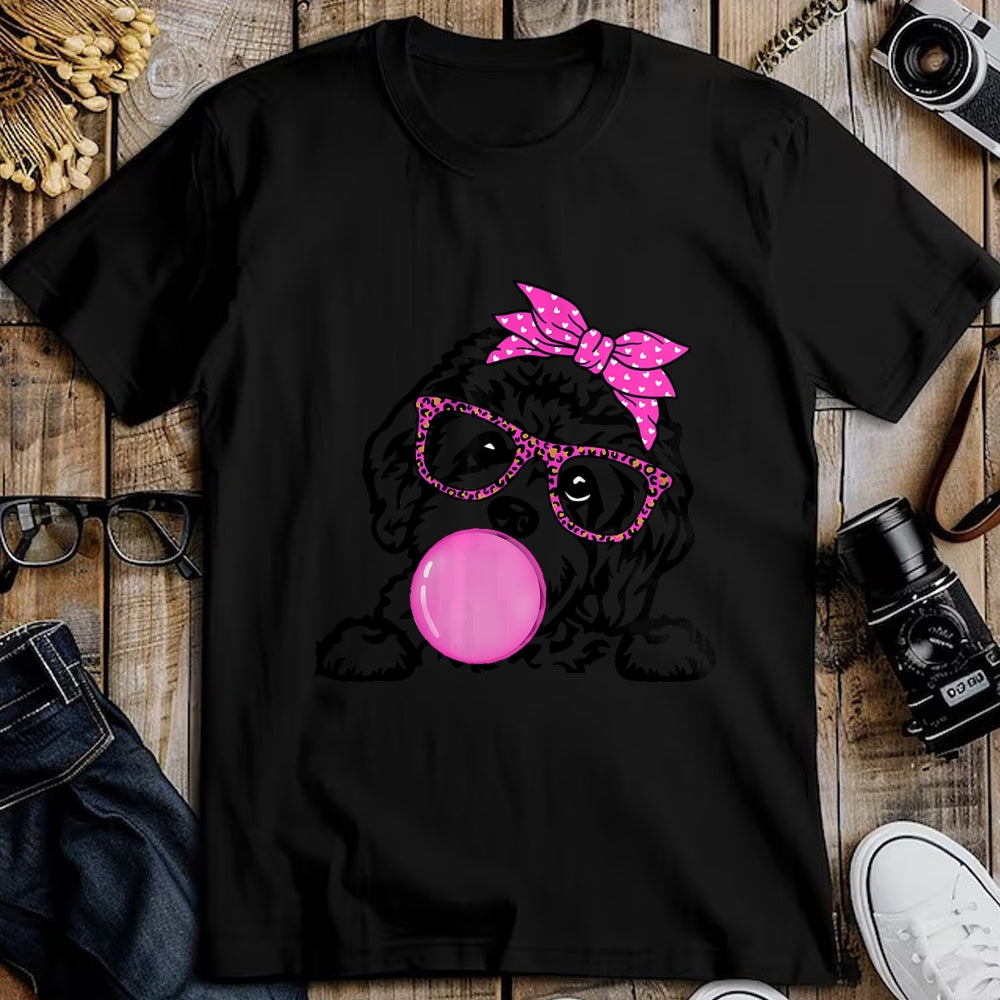 Dog Love Shirt, Dog Lover Gift T-Shirt/Hoodie/Sweatshirt HLT00 - Cavapoo dog mom with bubble gum bandana glasses T-Shirt