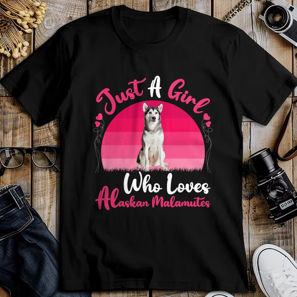 Dog Love Shirt, Dog Lover Gift T-Shirt/Hoodie/Sweatshirt HLT00 - Vintage Dog Lover Just A Girl Who Loves Alaskan Malamutes T-Shirt