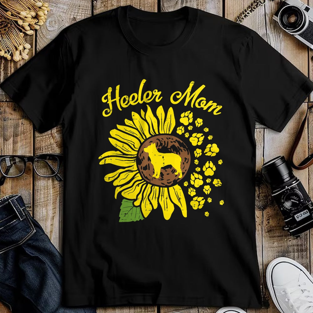 Dog Love Shirt, Dog Lover Gift T-Shirt/Hoodie/Sweatshirt HLT00 - Heeler Mom Sunflower Paw Blue Red Australian Cattle Dog Gift T-Shirt