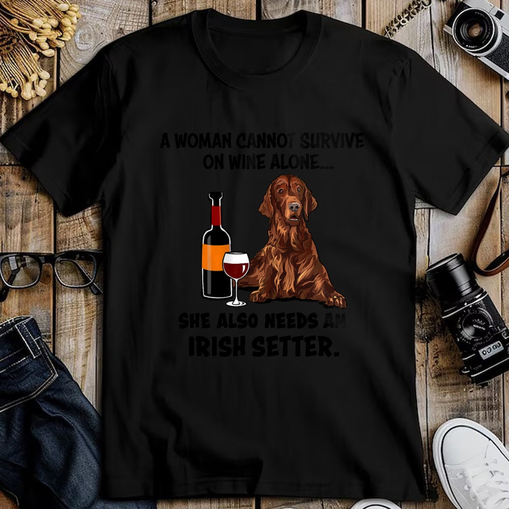 Dog Love Shirt, Dog Lover Gift T-Shirt/Hoodie/Sweatshirt HLT00 - Funny Irish Setter & Wine Lover Dog Mom Surprise T-Shirt