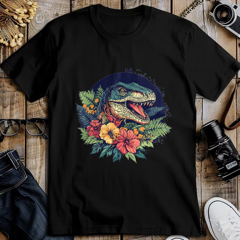 Best Dinosaur Lover Shirt, Funny Dinosaur UnisexT-Shirt/Hoodie/Sweatshirt HLT00 - Dinosaur With Floral Background Artwork T-Shirt