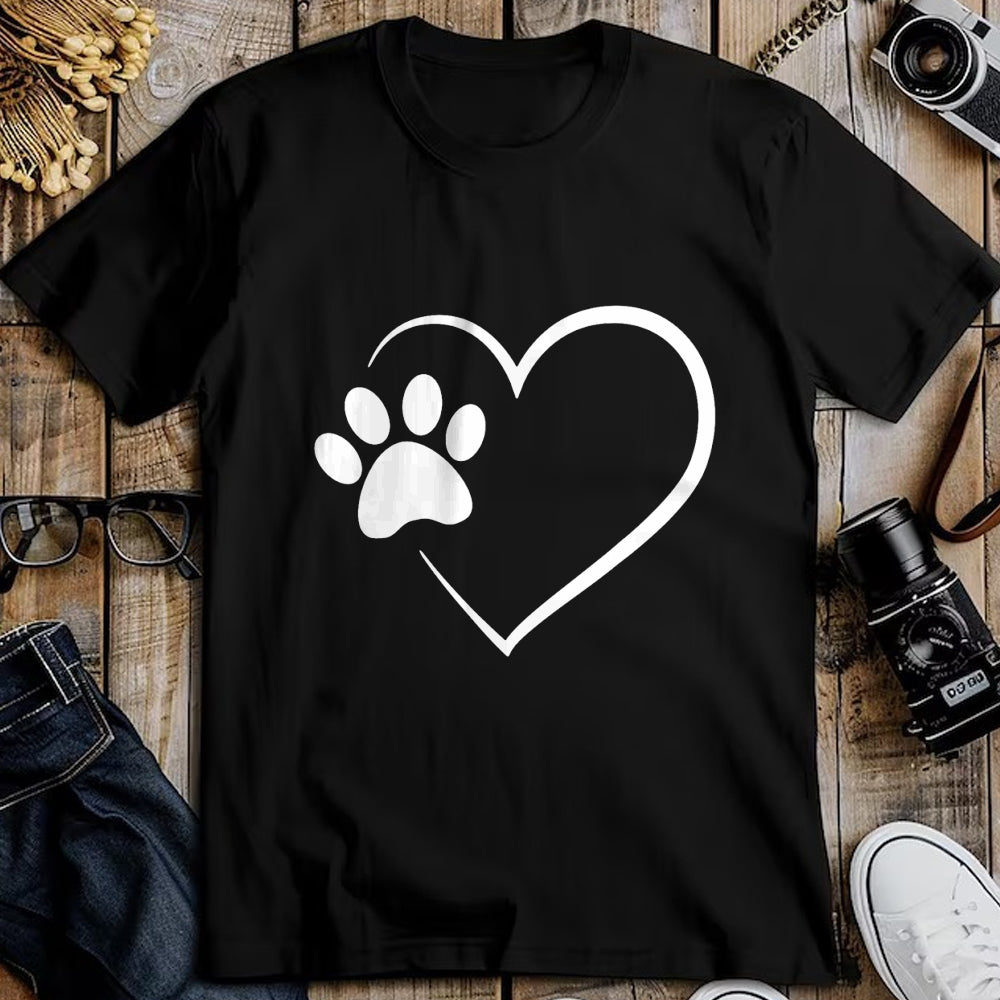 Dog Love Shirt, Dog Lover Gift T-Shirt/Hoodie/Sweatshirt HLT00 - Dog Paw Heart - Dog Lover Gift for Dog Moms T-Shirt