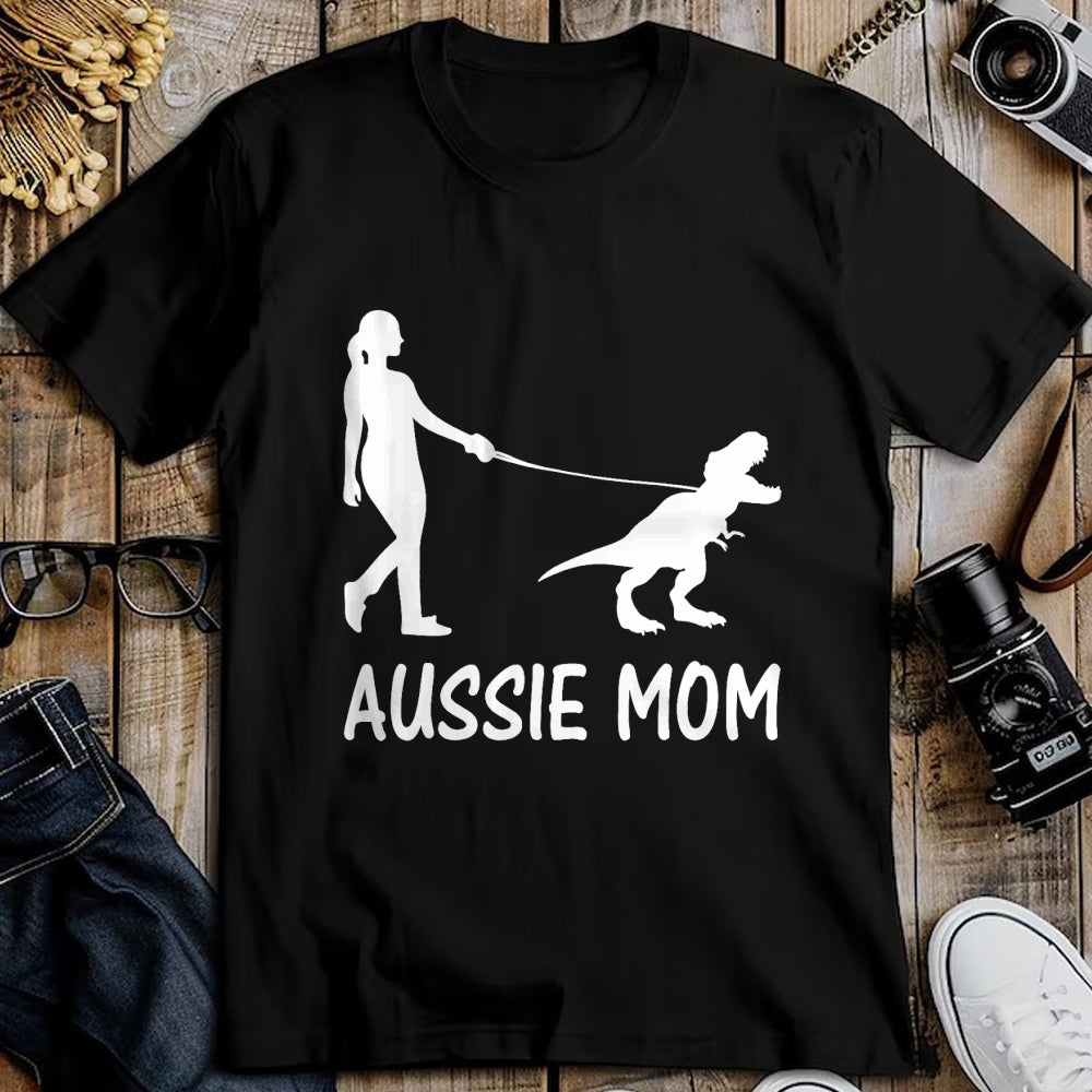 Dog Love Shirt, Dog Lover Gift T-Shirt/Hoodie/Sweatshirt HLT00 - Aussie Mom Australian Shepherd Dog Dinosaur Women Mother T-Shirt