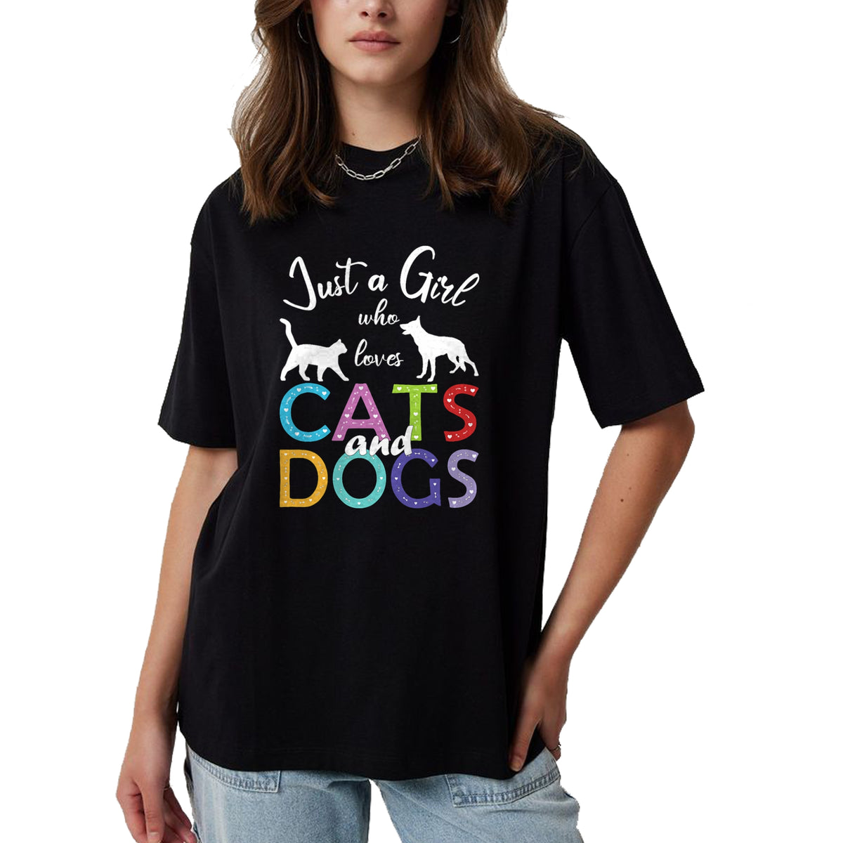 Dog Love Shirt, Dog Lover Gift T-Shirt/Hoodie/Sweatshirt HLT00 - Just A Girl Who Loves Cats And Dogs Lover Girl T-Shirt