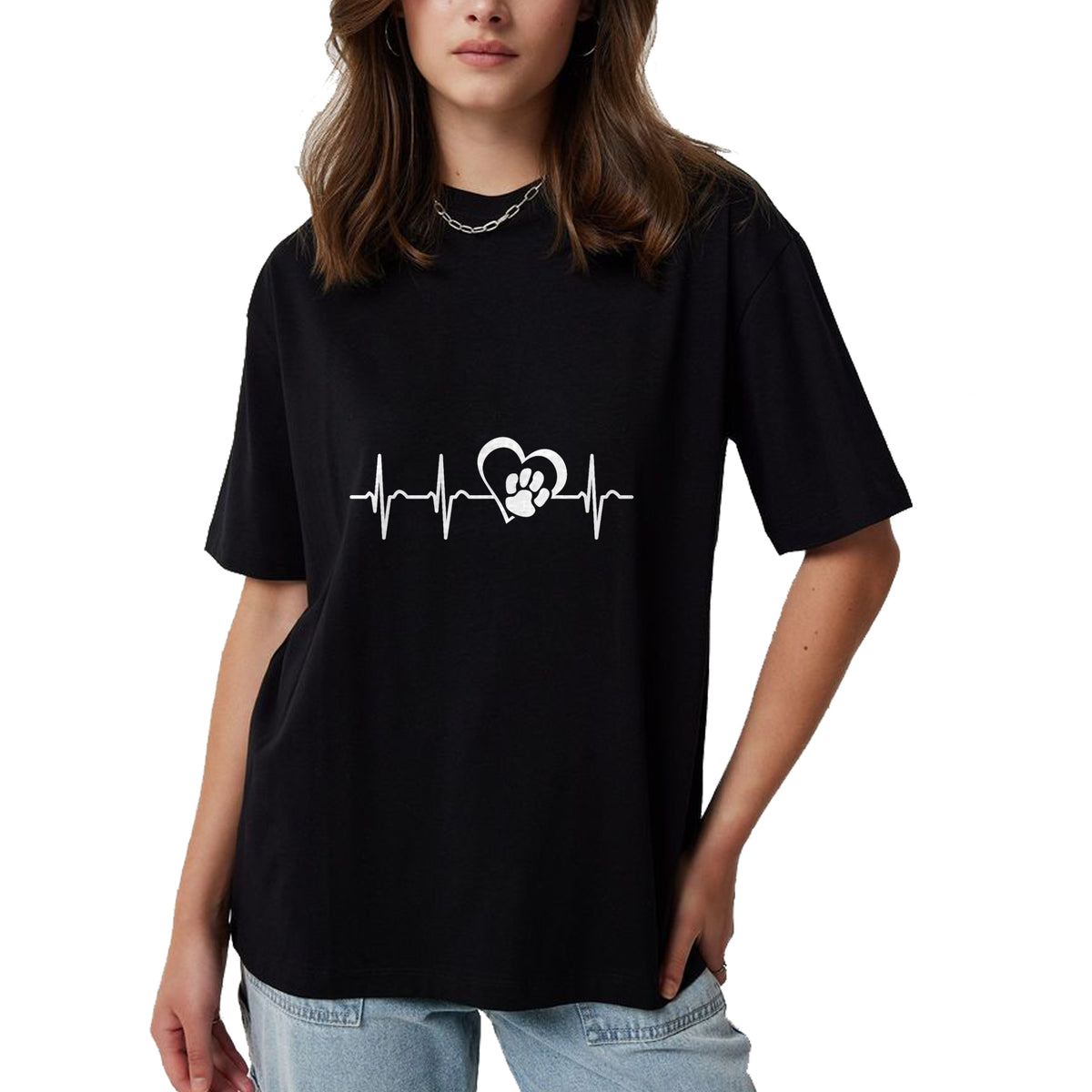 Dog Love Shirt, Dog Lover Gift T-Shirt/Hoodie/Sweatshirt HLT00 - Heartbeat dog paw heart dog love T-Shirt