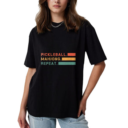 Funny Pickleball Shirt, Pickleball Lover Unisex T-Shirt/Hoodie/Sweatshirt HLT00 - Women's Pickleball Mahjong Repeat Sport Lover Gambling Chinese Game V-Neck T-Shirt