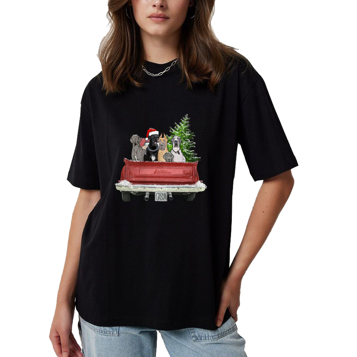Dog Love Shirt, Dog Lover Gift T-Shirt/Hoodie/Sweatshirt HLT00 - Cute Great Dane Christmas Top, Dog Mom Owner Vintage Truck T-Shirt
