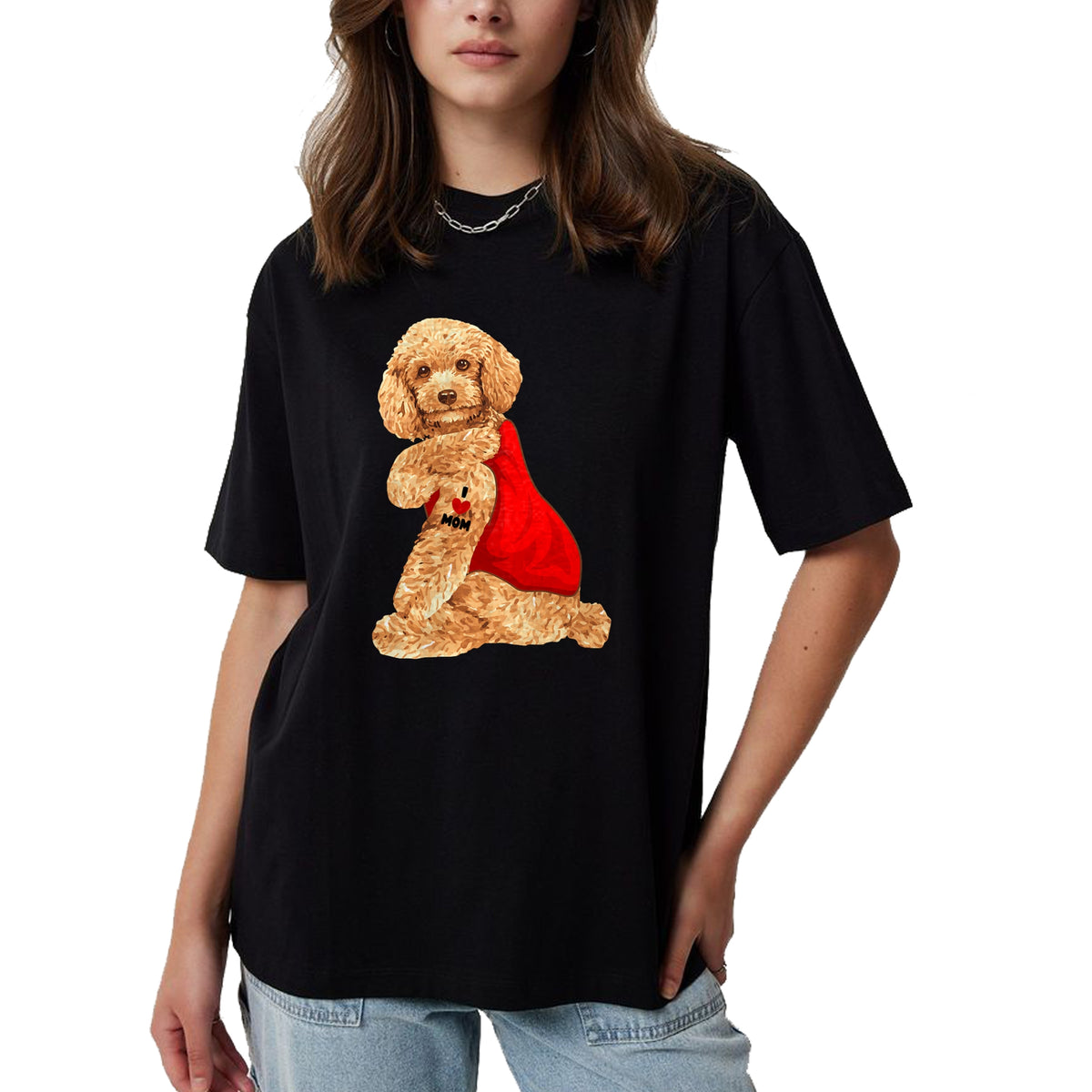 Dog Love Shirt, Dog Lover Gift T-Shirt/Hoodie/Sweatshirt HLT00 - Poodle Dog I Love Mom Tattoo Lover funny Gift T-Shirt