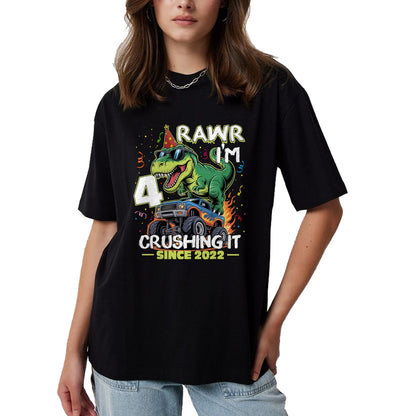 Best Dinosaur Lover Shirt, Funny Dinosaur UnisexT-Shirt/Hoodie/Sweatshirt HLT00 - 4th Birthday Monster Truck Dinosaur 4 Years Old Birthday Boy T-Shirt
