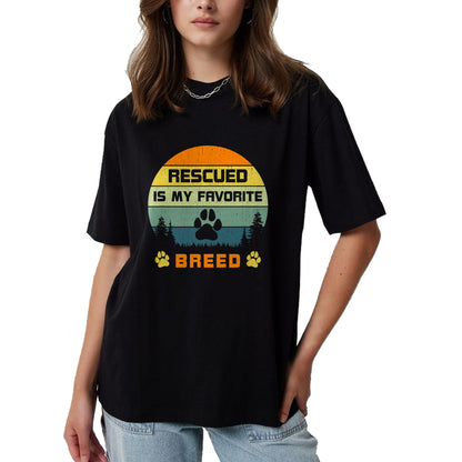Dog Love Shirt, Dog Lover Gift T-Shirt/Hoodie/Sweatshirt HLT00 - Love Dogs Rescue Rescued Is My Favorite Breed Vintage Paw T-Shirt