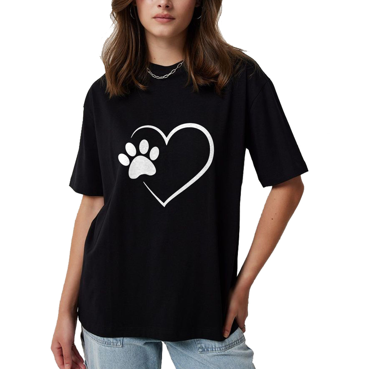 Dog Love Shirt, Dog Lover Gift T-Shirt/Hoodie/Sweatshirt HLT00 - Dog Paw Heart - Dog Lover Gift for Dog Moms T-Shirt