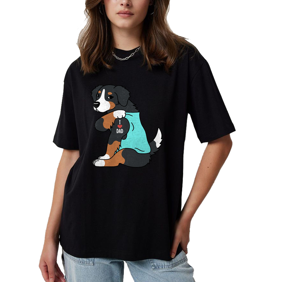 Dog Love Shirt, Dog Lover Gift T-Shirt/Hoodie/Sweatshirt HLT00 - Bernese Mountain Dog I Love Dad Funny Dog T-Shirt