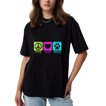 Dog Love Shirt, Dog Lover Gift T-Shirt/Hoodie/Sweatshirt HLT00 - Peace Love Rescue Dogs Distressed Graphic Animal Lovers Long Sleeve T-Shirt