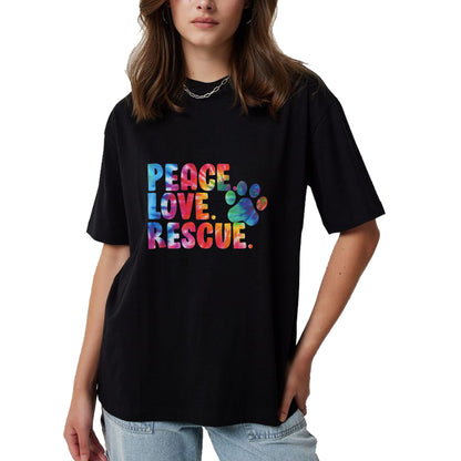 Dog Love Shirt, Dog Lover Gift T-Shirt/Hoodie/Sweatshirt HLT00 - Peace Love Rescue Dog Lover Parent Adopted Tie Dye T-Shirt
