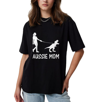 Dog Love Shirt, Dog Lover Gift T-Shirt/Hoodie/Sweatshirt HLT00 - Aussie Mom Australian Shepherd Dog Dinosaur Women Mother T-Shirt