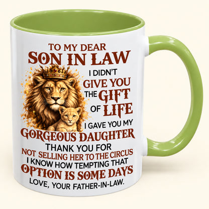 "DEAR SON IN LAW" - Gift Accent Coffee Mug From Father In Law - TOBY00 (SKU2610-787)