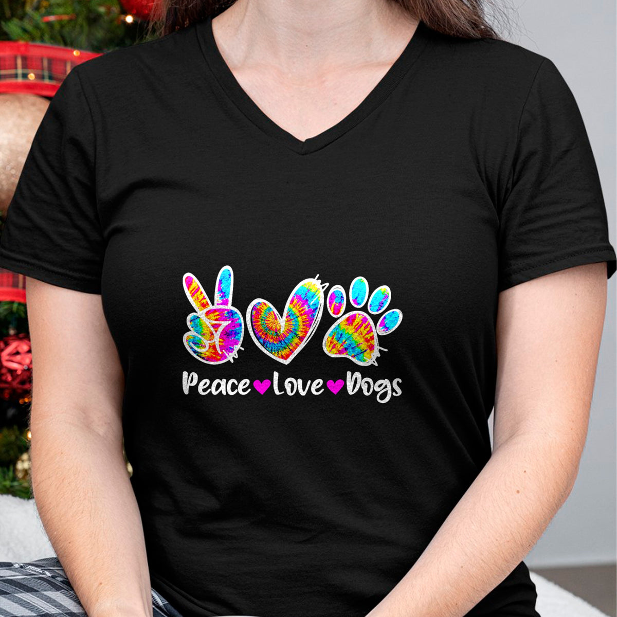 Dog Love Shirt, Dog Lover Gift T-Shirt/Hoodie/Sweatshirt HLT00 - Cute Peace Love Dogs Tie Dye Dog Paw Dog Mom Mothers Day T-Shirt