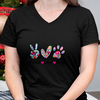 Dog Love Shirt, Dog Lover Gift T-Shirt/Hoodie/Sweatshirt HLT00 - Peace Love Dogs Floral Dog Paw Dog Mom Cute Mother_s Day T-Shirt