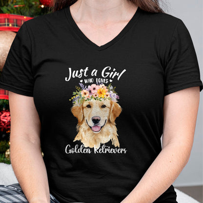 Dog Love Shirt, Dog Lover Gift T-Shirt/Hoodie/Sweatshirt HLT00 - Just a Girl Who Loves Golden Retrievers Girls Who Love Dogs T-Shirt