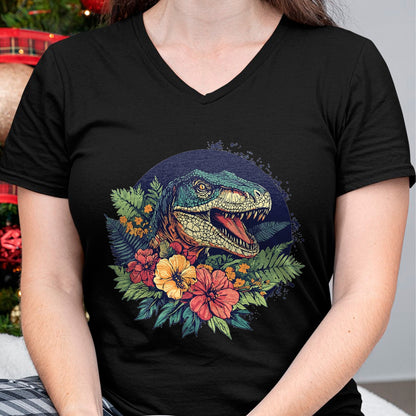 Best Dinosaur Lover Shirt, Funny Dinosaur UnisexT-Shirt/Hoodie/Sweatshirt HLT00 - Dinosaur With Floral Background Artwork T-Shirt