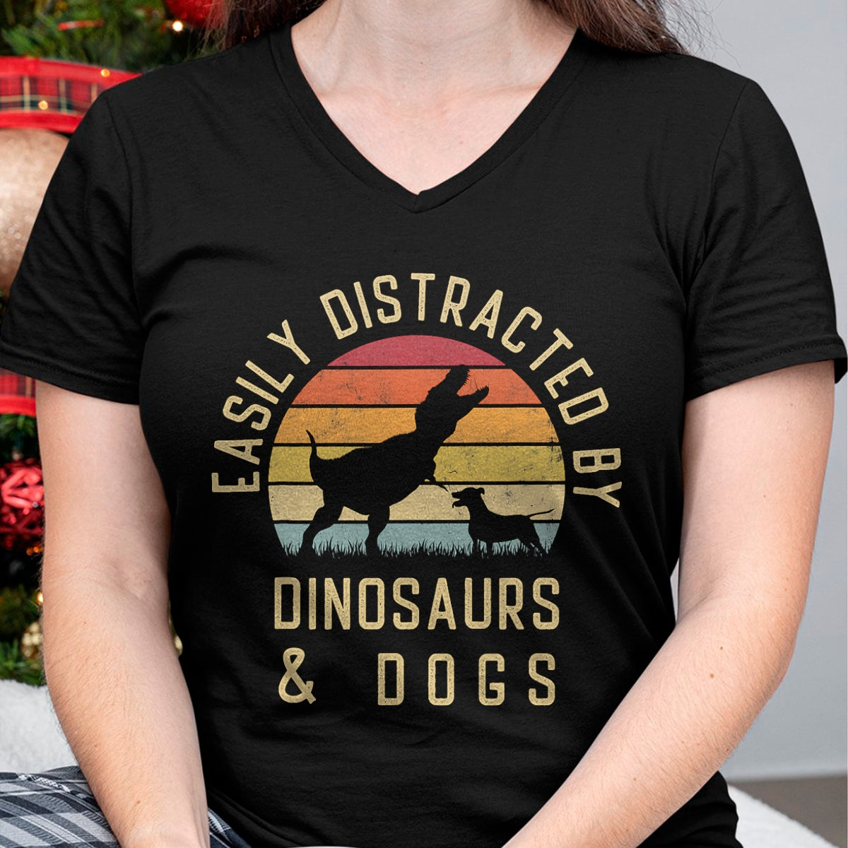 Best Dinosaur Lover Shirt, Funny Dinosaur UnisexT-Shirt/Hoodie/Sweatshirt HLT00 - Easily distracted by Dinosaurs and dogs I heart Dinosaur dog T-Shirt