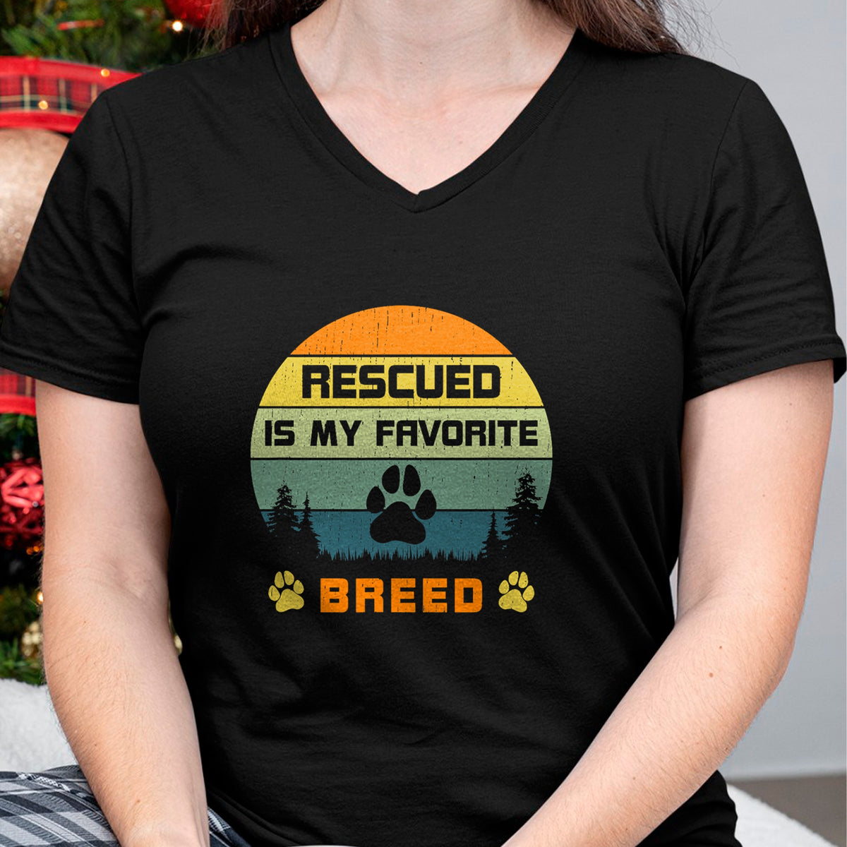 Dog Love Shirt, Dog Lover Gift T-Shirt/Hoodie/Sweatshirt HLT00 - Love Dogs Rescue Rescued Is My Favorite Breed Vintage Paw T-Shirt