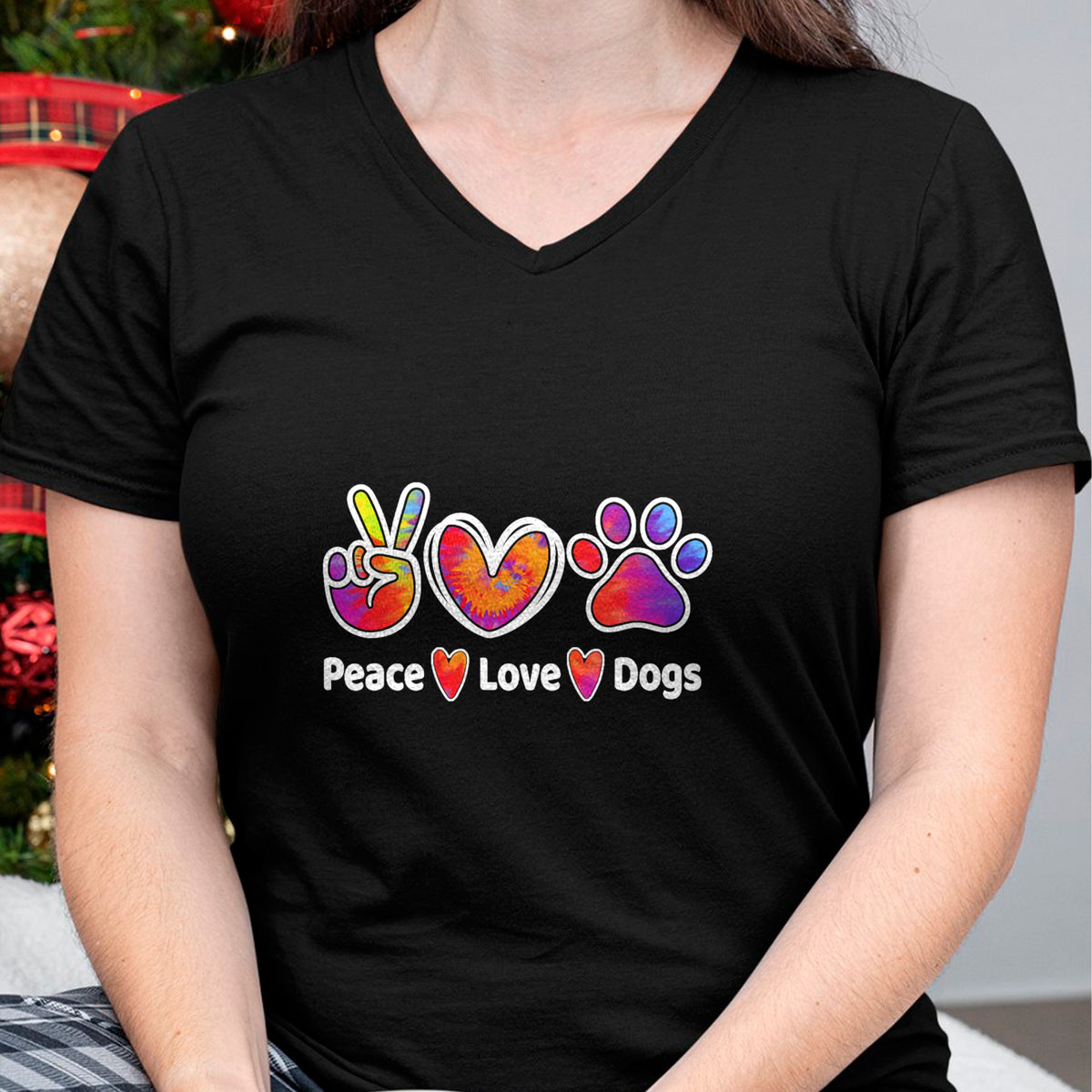 Dog Love Shirt, Dog Lover Gift T-Shirt/Hoodie/Sweatshirt HLT00 - Dog Lover Peace Love Dogs Funny Cute Puppy Paw Tie Dye T-Shirt