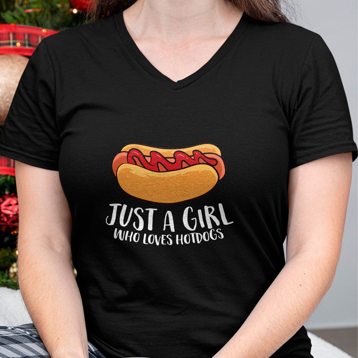 Dog Love Shirt, Dog Lover Gift T-Shirt/Hoodie/Sweatshirt HLT00 - Just a Girl Who Loves Hotdogs T-Shirt