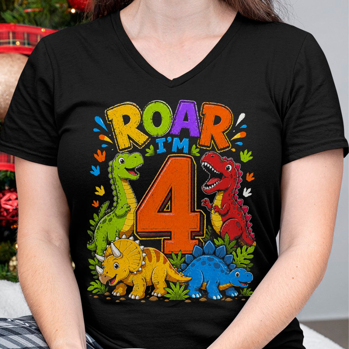 Best Dinosaur Lover Shirt, Funny Dinosaur UnisexT-Shirt/Hoodie/Sweatshirt HLT00 - Dinosaur 4th Four Roar I_m 4 Birthday 4 Year Old Boys Gifts T-Shirt