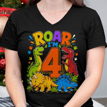 Best Dinosaur Lover Shirt, Funny Dinosaur UnisexT-Shirt/Hoodie/Sweatshirt HLT00 - Dinosaur 4th Four Roar I_m 4 Birthday 4 Year Old Boys Gifts T-Shirt