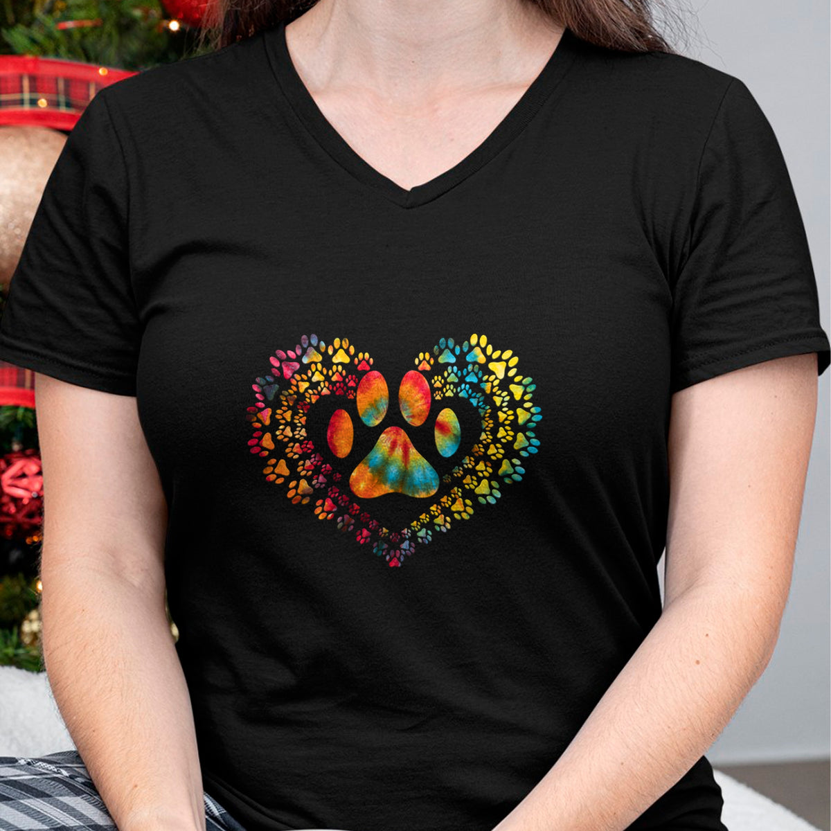 Dog Love Shirt, Dog Lover Gift T-Shirt/Hoodie/Sweatshirt HLT00 - Tie Dye Love Dog Paw Print Heart Animal Lover T-Shirt