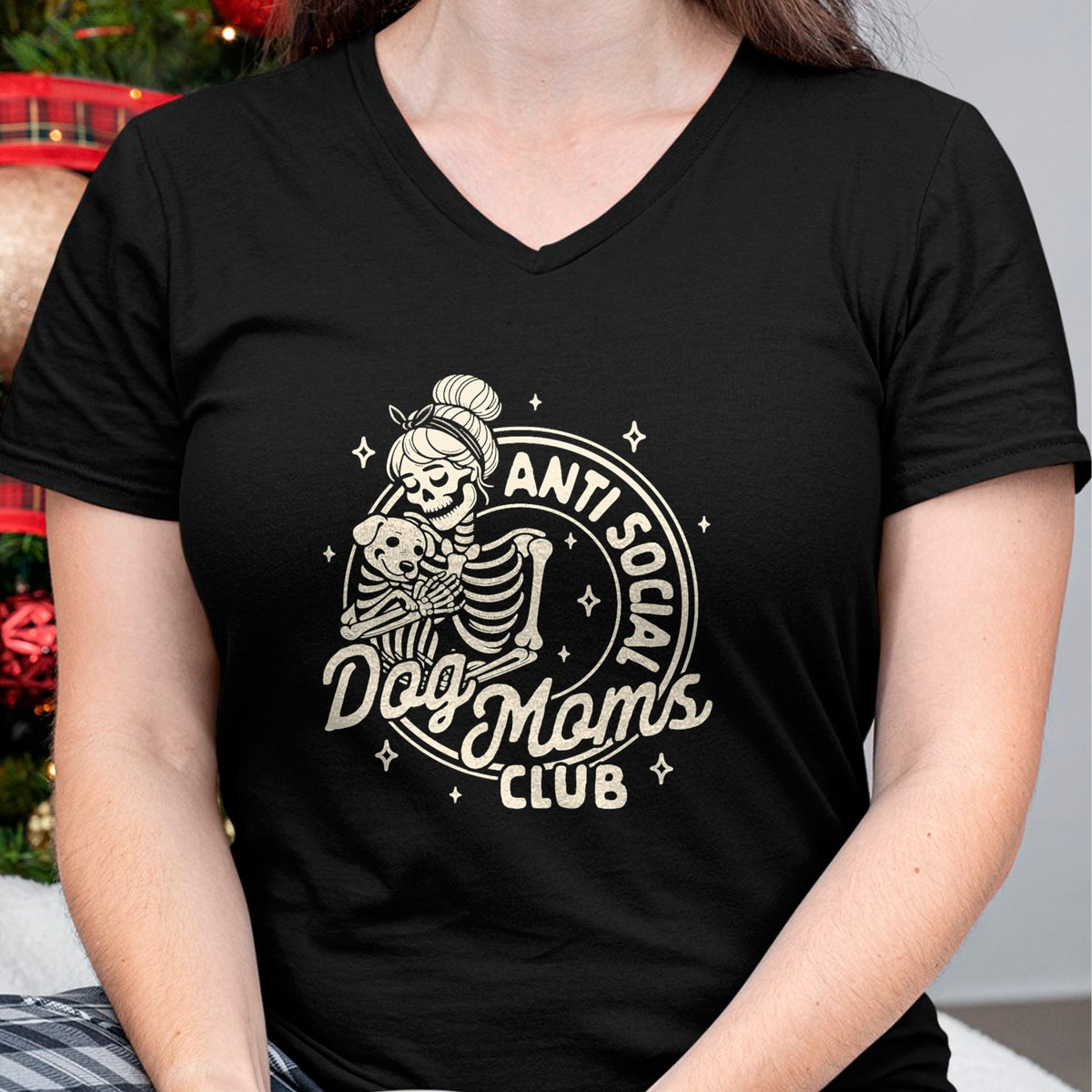 Dog Love Shirt, Dog Lover Gift T-Shirt/Hoodie/Sweatshirt HLT00 - Dog Mom Dog Mama Dog Lady Skeleton Anti Social Dog Moms Club T-Shirt