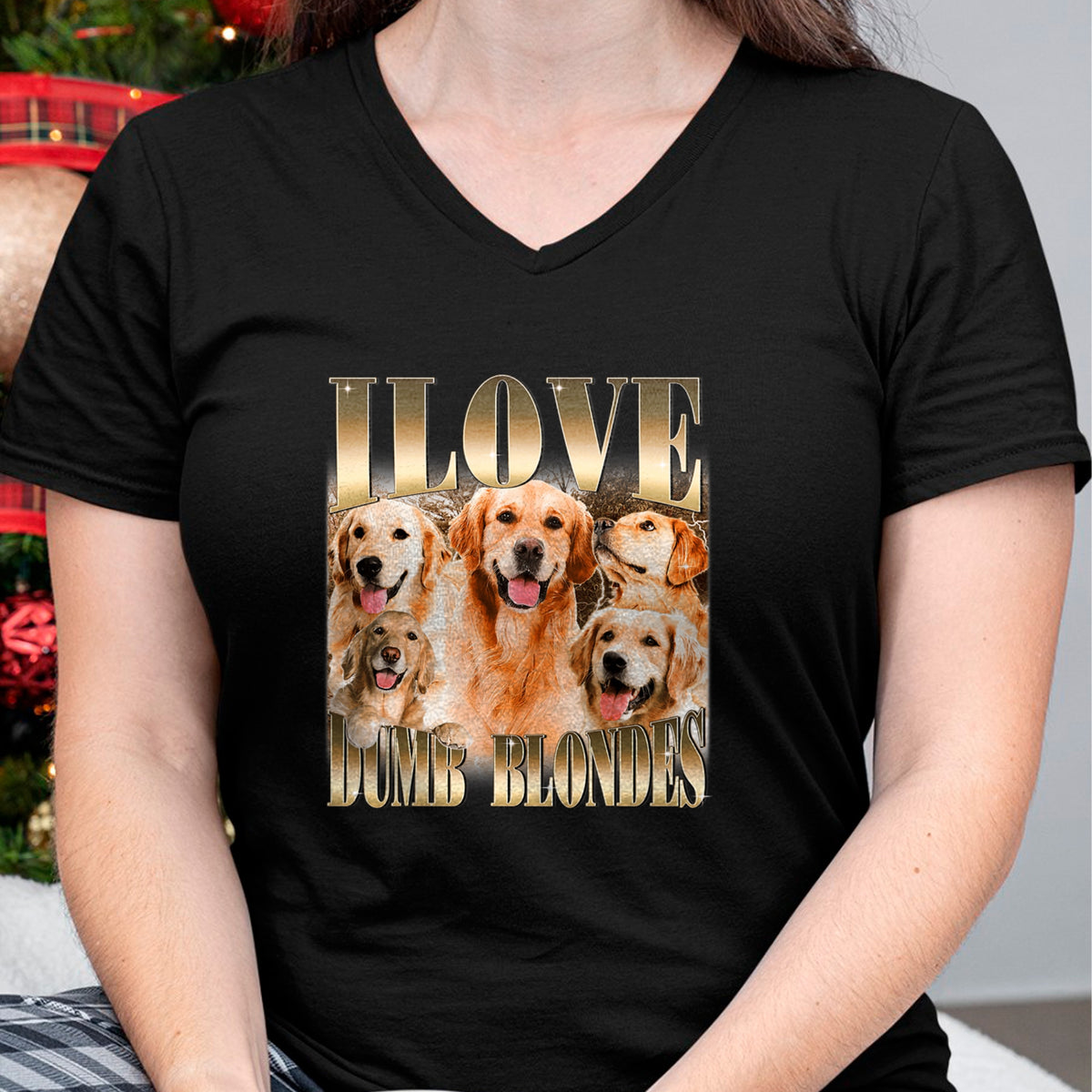 Dog Love Shirt, Dog Lover Gift T-Shirt/Hoodie/Sweatshirt HLT00 - I Love Dumb Blondes Funny Meme Dog Lover T-Shirt