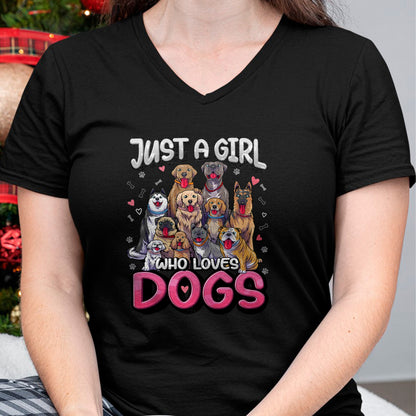 Dog Love Shirt, Dog Lover Gift T-Shirt/Hoodie/Sweatshirt HLT00 - Just A Girl Who Loves Dogs Shirt Funny Puppy Dog Lover Girls T-Shirt