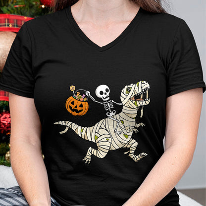 Best Dinosaur Lover Shirt, Funny Dinosaur UnisexT-Shirt/Hoodie/Sweatshirt HLT00 - Boys Halloween Skeleton Riding Dinosaur Mummy Trex Kids T-Shirt