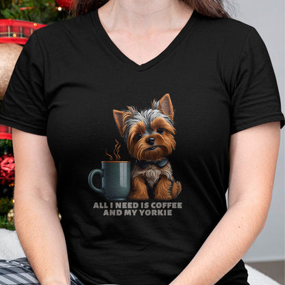 Dog Love Shirt, Dog Lover Gift T-Shirt/Hoodie/Sweatshirt HLT00 - All I Need Is Coffee And My Yorkie Funny Yorkie Dog Mom T-Shirt