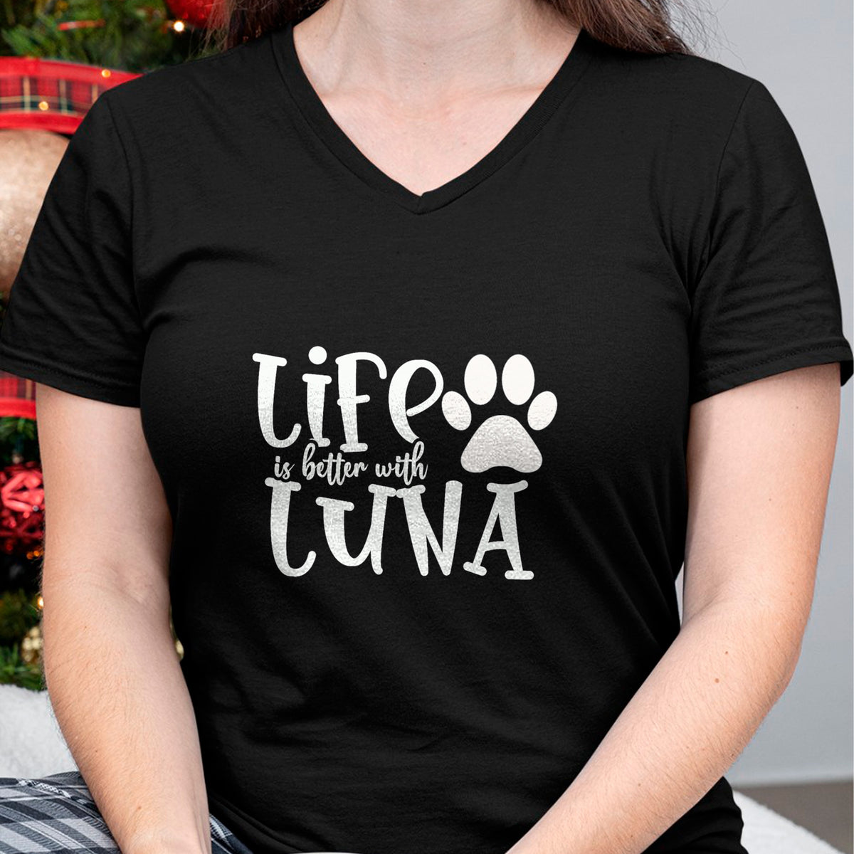 Dog Love Shirt, Dog Lover Gift T-Shirt/Hoodie/Sweatshirt HLT00 - Life Is Better With Luna Pet Dog Owner Christmas Gifts Mom T-Shirt