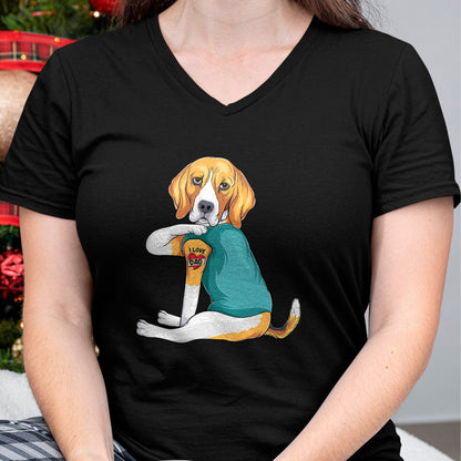 Dog Love Shirt, Dog Lover Gift T-Shirt/Hoodie/Sweatshirt HLT00 - Father_s Day gift funny dog Dad Beagle i love Dad tattoo T-Shirt