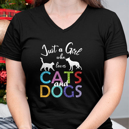 Dog Love Shirt, Dog Lover Gift T-Shirt/Hoodie/Sweatshirt HLT00 - Just A Girl Who Loves Cats And Dogs Lover Girl T-Shirt