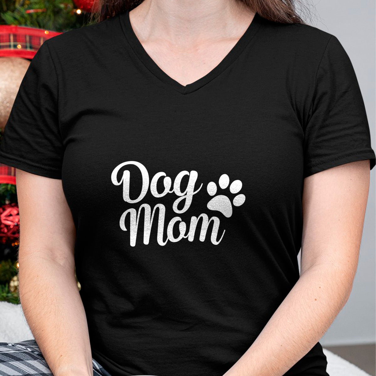 Dog Love Shirt, Dog Lover Gift T-Shirt/Hoodie/Sweatshirt HLT00 - Womens Dog Mom - Paw Print Mothers of Puppies Doggy Mama Wife Mommy V-Neck T-Shirt