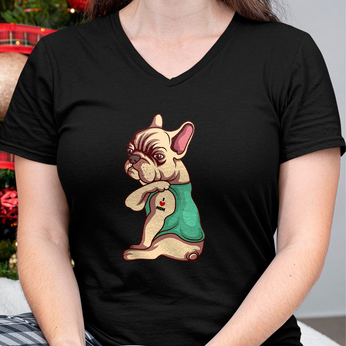 Dog Love Shirt, Dog Lover Gift T-Shirt/Hoodie/Sweatshirt HLT00 - French Bulldog Dog I Love Mom Tattoo Lover funny Gift T-Shirt