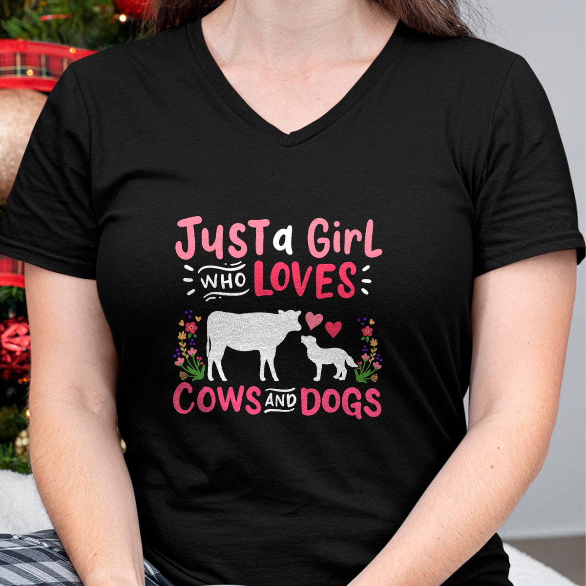 Dog Love Shirt, Dog Lover Gift T-Shirt/Hoodie/Sweatshirt HLT00 - Cow Lover Gift Just a Girl Who Loves Cows and Dogs Farmer T-Shirt